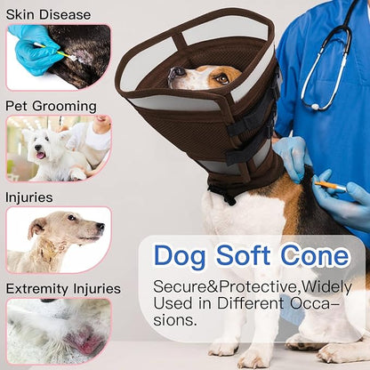 Dog Cone Alternative for Small Dogs to Stop Licking | Adjustable Recovery E-Collar for After Surgery & Wounds, Lightweight & Comfortable Elizabethan Protective Cone (Brown, M)