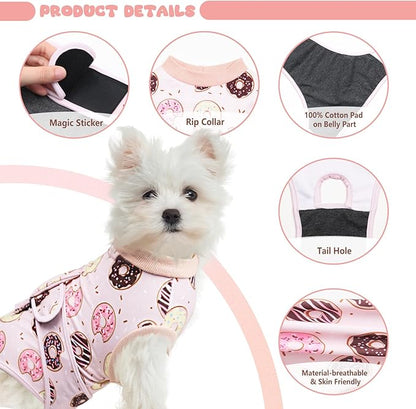 Dog Surgery Suit, Breathable Surgical Recovery Suit for Female Spay Male Neuter, Anti-Licking Surgical Recovery Suit for Abdominal Wounds Skin Disease, Pink, Large