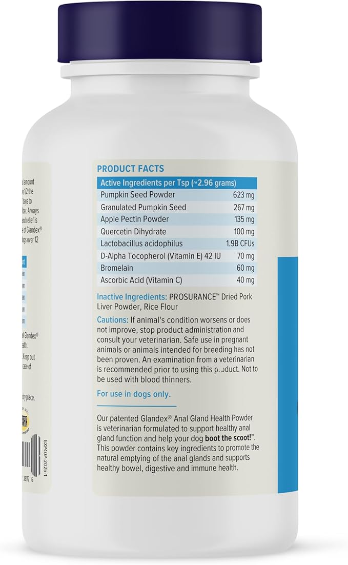 Vetnique Glandex for Dogs Anal Glands Supplement Powder Digestive Health with Fiber, Pumpkin, Digestive Enzymes & Dog Probiotics - Boot the Scoot (4.0 oz, Pork Liver)