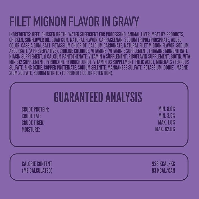 A Strong Heart Wet Dog Food Cups, Filet Mignon Flavor in Gravy - 3.5 oz Cups (Pack of 12), Made in The USA with Real Filet Mignon