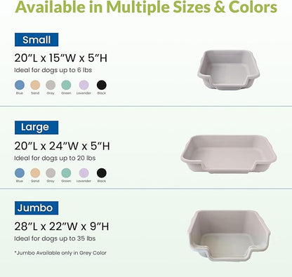 Puppy Pan Indoor Litter Box Training Starter Kit, Misty Gray Large Pan with Natural Pine Litter, Extra Long Litter Scoop and Training Guide