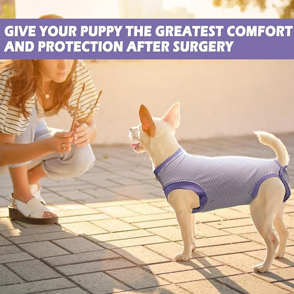 Dog Surgery Recovery Suit, Surgical Recovery Suit for Dog Male Female Neuter, Spay Shirt Onesie for Post Surgery, Cone Alternative Purple, Small