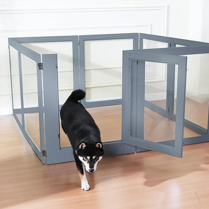 Heavy Duty Clear Acrylic Dog Playpen, 32" Height Transparent Pet Pen, Metal Frame Easy Assemble Kennel Enclosure, Ideal for Small to Medium Dogs, Cats, and Other Small Pets