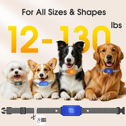 Dog Bark Collar for Large Medium Small Dogs, Effective No-Bark Collar, Smart Barking Collar, Rechargeable Bark Collar with 7 Sensitivity, 3 Modes, Waterproof, SkyBlue