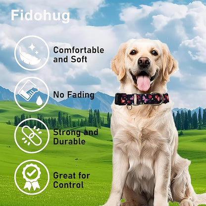 Martingale Collar with Buckle Purple Nylon Adjustable Cute Girl Female Dog Collars (Butterfly Floral, Medium)