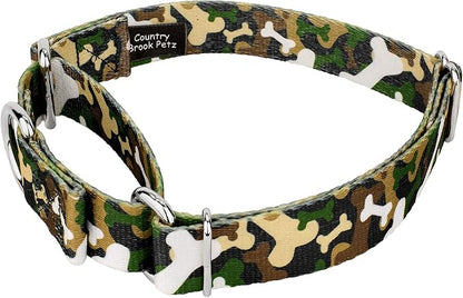 Country Brook Petz - Woodland Bone Camo Martingale Dog Collar and Leash - Camouflage Collection Featuring Rugged Designs (1 Inch, Extra Large)