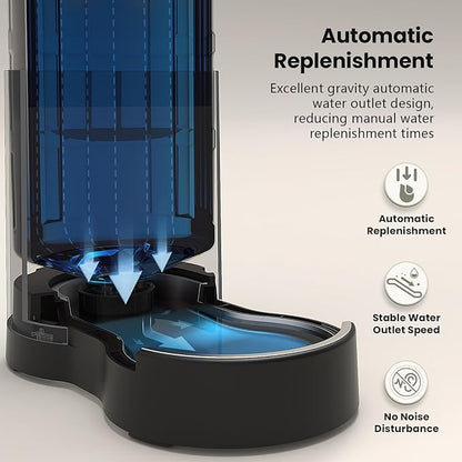 CZPET Elevated Dog Water Bowl Dispenser 8L with Mat for Large Dogs,Tall Raised Pet Waterer Stand,Relieve Neck Pressure,Large Capacity and Drinking Area Noise-Free for Pets (8L+Stand+Mat,Black)