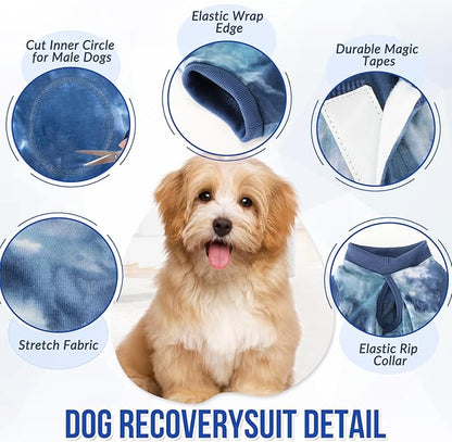 SlowTon Dog Recovery Suit - Surgery Recovery Suit for Female Male Dogs, Dog Onesie After Spay Abdominal Wounds, E-Collar Cone Alternative Prevent Licking Pet Surgical Suit(Blue,L)