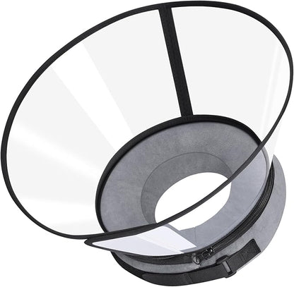 Sponge Core Dog Cone, Inflatable Dog Cone Collar Alternative, Dogs Donut Collar After Surgery, Soft Cone for Large Medium Small Dogs to Stop Licking, No Inflation Required, Clear View(Size 8, Gray)