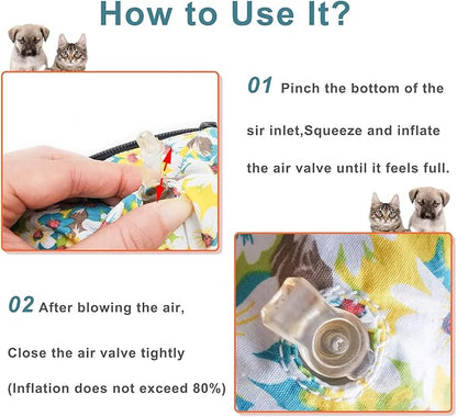 Protective Inflatable Collar for Dogs and Cats - Soft Pet Recovery Collar Does Not Block Vision, Prevents Pets from Touching Stitches, Wounds and Rashes (Floral - 2, Neck 9" - 12")