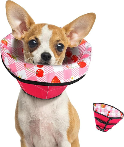 Soft Dog Cone Collar After Surgery: Adjustable Long Foldable Comfy Recovery Shame Elizabethan Stop Licking Small Medium Large Dogs (Red, M)