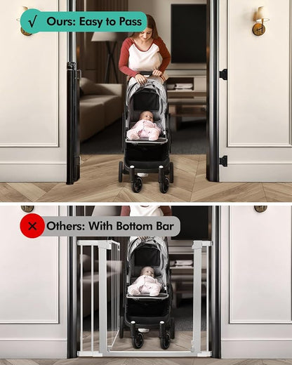 Retractable Baby Gates, Mesh Dog Gate for Doorways, 33.6" Tall, Expands to 71" Wide,Pet Safety Essential Fit for Baseboards, Wide Toddlers Gates for Hallways, Indoor & Outdoor,Black