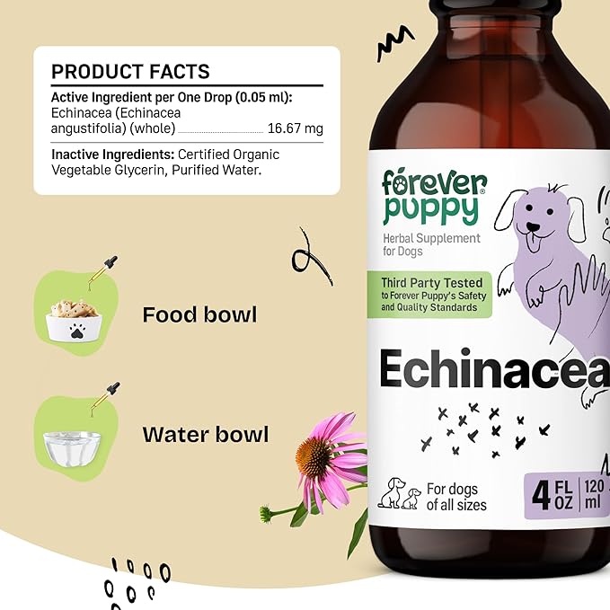 Forever Puppy Echinacea Drops for Dogs - Immunity Support & Respiratory Health w/Echinacea Herb Extract - Liquid Immune Support Supplement for Dogs of All Breeds & Sizes - 4 oz