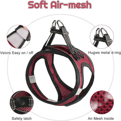 Dog Harness for Small Dogs and Leash Set, Honeycomb Grid, Reflective Lightweight Harness & Anti-Twist Pet Lead Multi Color, Size: XS-S-M. (XS, Deep Purple)