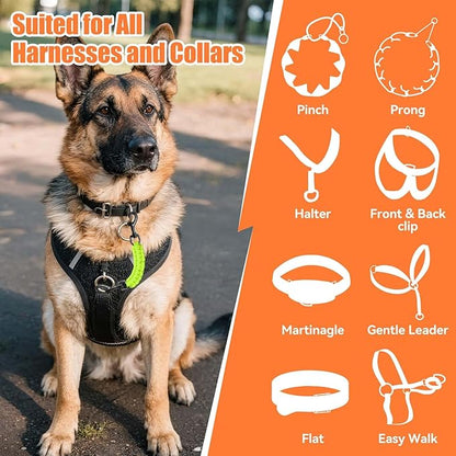 Dog Collar Safety Clip, Collar Companion, Handmade Backup Safety Strap, Double-Ended Clip Leash Connector, Suitable for Dog Harnesses, Prong, Pinch Collars (Fluoro Green, 1 Pack)