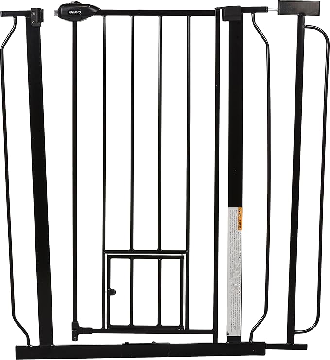 Carlson 36" Extra Tall Walk Through Dog Gate for Doorways & Bottom of Stairs, Metal Pet Gate with Small Pet Door, Expands 29.5”–36.5”, Black