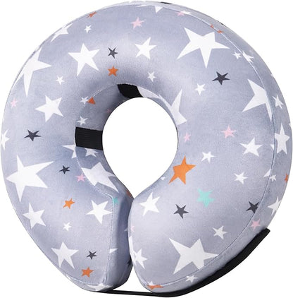 Recovery Donut Collar for Dogs & Cat,Inflatable Dog Cone Collar Alternative After Surgery,Soft Cone for Large Medium Small Dog,Adjustable Pet Neck Donut(Grey Star,Small