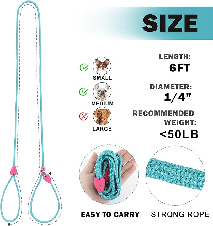 Slip Lead No Pull Dog Leash Slip Leads for Dogs Puppy Leash 6FT Slip Leash for Dogs Dog Lead with 6 Colors Strong Nylon Dog Training Leash Dog Leash (Green)