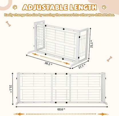 COZIWOW 38" -67" Dog Gate Indoor, Pet Gates for Doorways No Drilling, Wooden Free Standing Doggie Fence for Stairs, Safety for Small to Medium-Sized Dog,White