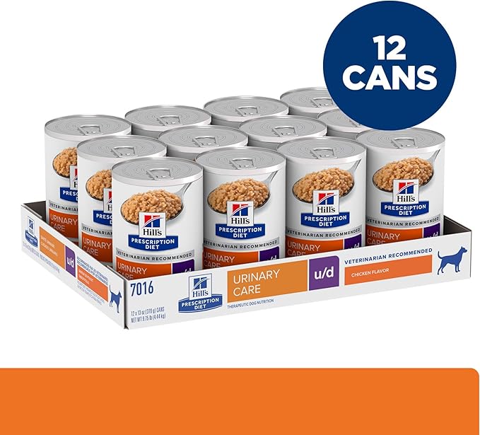 Hill's Prescription Diet u/d Urinary Care Wet Dog Food, Chicken, 13 oz. Cans, 12-Pack