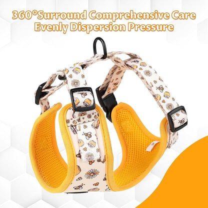 Dog Cat Harness and Leash Set, Puppia Soft Mesh Padded and Adjustable Puppy Vest Cute Dog Clothes Escape Proof Easy Walk Pet Accessories (Honeybee, XS (Neck 9"-11"; Chest 11"-13"))