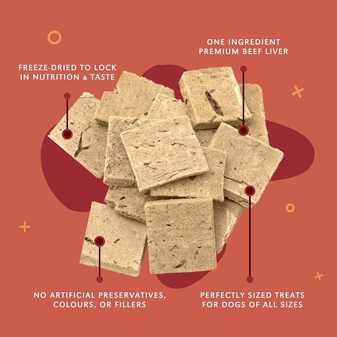 BENNY BULLYS Chops Beef Liver Dog Treats, Freeze-Dried, Low Fat, High Energy & Nutrient Rich Food for Your Furry Friend, All Natural Ingredients, 40g - Entry