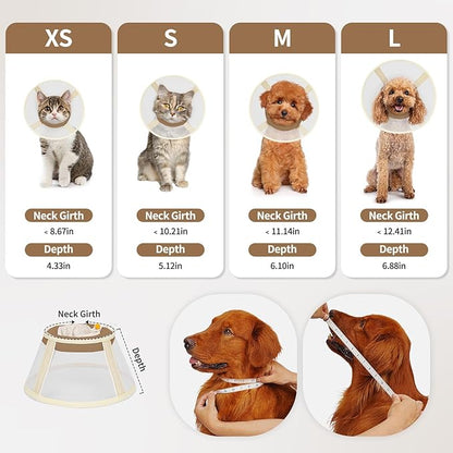 Soft Dog Cone Collar to Stop Licking-Adjustable Comfortable Mesh Recovery Collars After Surgery for Small or Miniature Dog, Alternative to Plastic Elizabethan Collar for Neuter Incision Care (Brown,M)