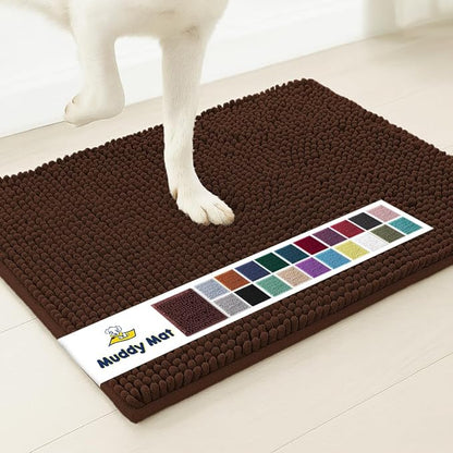 Muddy Mat® | Super Absorbent Door Mat Indoor, Microfiber Quick Dry Chenille Entryway Rug, Non-Slip Front Door Mat, Indoor Mats for Entryway, Machine Washable Pet Rug, Chocolate Brown 6ft x 9ft