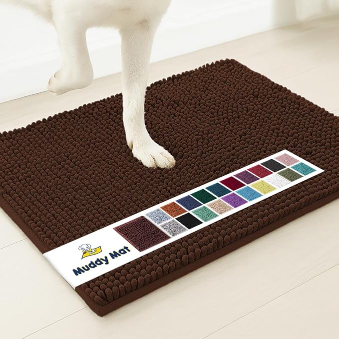 Muddy Mat® | Super Absorbent Door Mat Indoor, Microfiber Quick Dry Chenille Entryway Rug, Non-Slip Front Door Mat, Indoor Mats for Entryway, Machine Washable Pet Rug, Chocolate Brown 5ft x 7ft