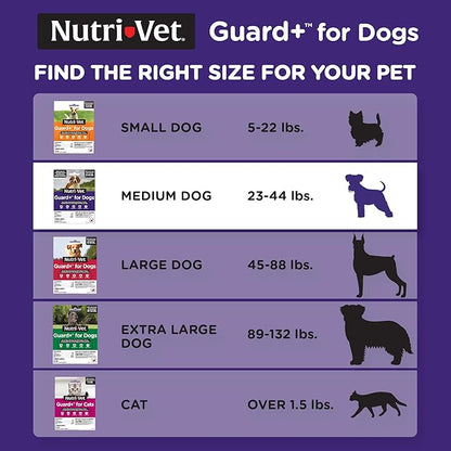 Nutri-Vet Guard+ for Dogs - Flea & Tick Prevention Treatment for Dogs 23-44 lbs. - Waterproof Topical- 90 Days of Protection - 3 Monthly Doses