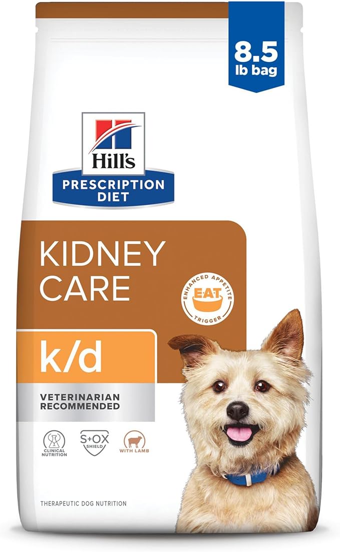 Hill's Prescription Diet k/d Kidney Care Dry Dog Food, Lamb, 8.5 lb. Bag