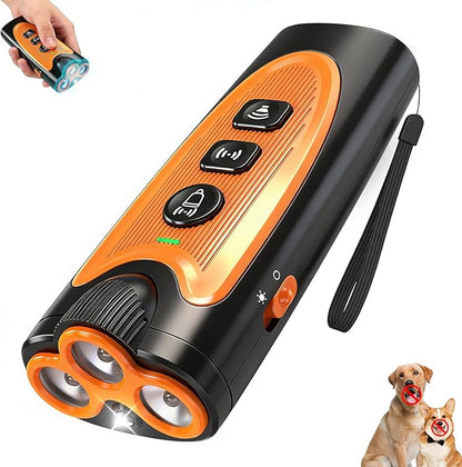 Dog Bark Deterrent Devices, 3X Ultrasonic Anti Barking Device for Dogs, 50 FT Range Stop Neighbors Dog Barks, Portable Dog Training Tool with Flashlight, Safe & Humane for Indoor Outdoor Use, Orange