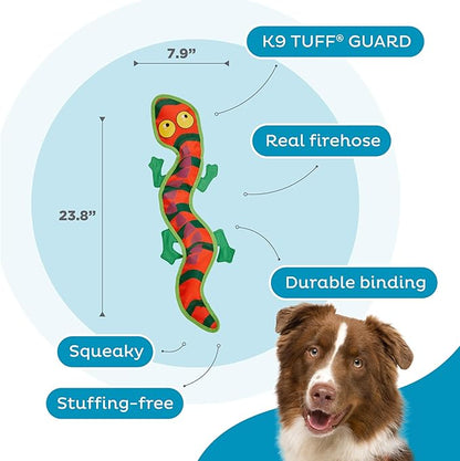 Outward Hound Fire Biterz Gecko Plush Firehose Material Interactive Dog Toy, Large