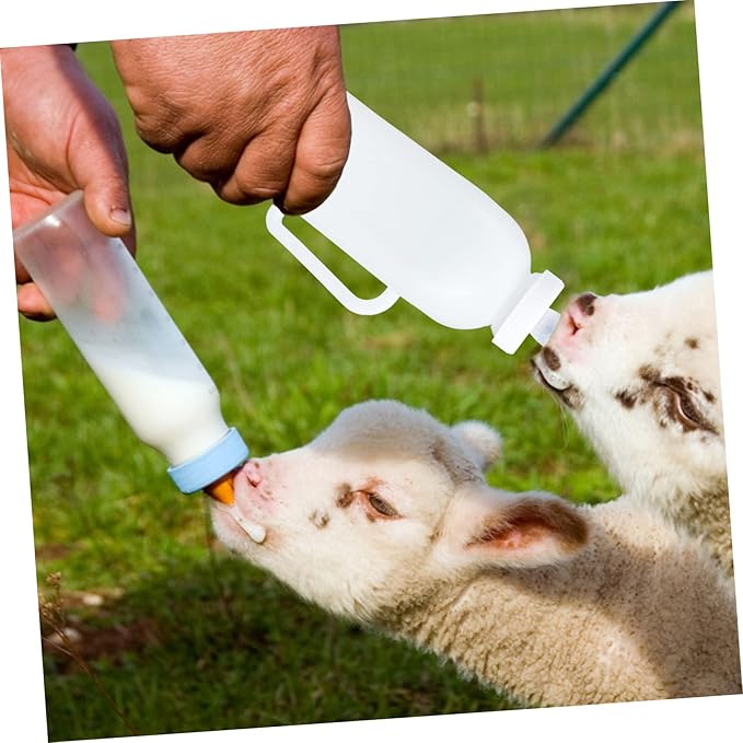 ORFOFE Lamb Milk Bottle Handled Calf Nursing Bottle Food Grade Silicone Portable for Kittens Puppies