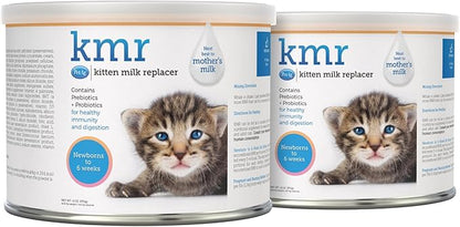 PetAg KMR Kitten Milk Replacer Powder - 6 oz, Pack of 2 - Powdered Kitten Formula with Prebiotics, Probiotics & Vitamins for Kittens Newborn to Six Weeks Old - Easy to Digest