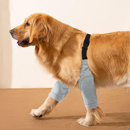ROZKITCH Dog Surgery Leg Sleeve for Front Legs, Pet Prevent Licking Wound Elbow Knee Protector, Dog Leg Sleeve to Stop Licking Cone Collar Alternative for Sprain ACL CCL Arthritis Grey L