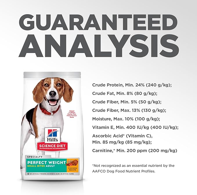 Hill's Science Diet Adult Perfect Weight Small Bites Dry Dog Food, Chicken, 25 lb. Bag
