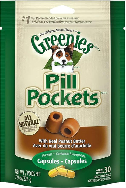 Greenies Pill Pockets for Dogs Large Size, Dog Treat Pouch for Capsule Medication, Peanut Butter Flavor, 7.9 oz. Pouch