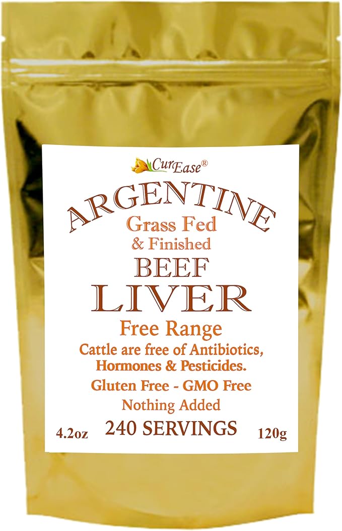CurEase Beef Liver Powder - Argentine Grass Fed & Finished - Undefatted - 4.2 oz 240 Servings