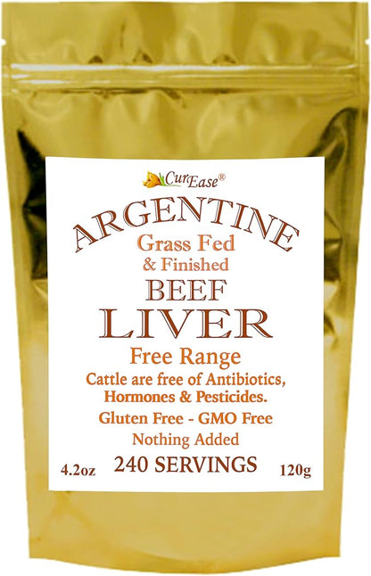CurEase Beef Liver Powder - Argentine Grass Fed & Finished - Undefatted - 4.2 oz 240 Servings
