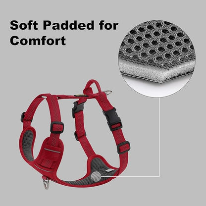 Plutus Pet No Pull Dog Harness, Reflective Adjustable Dog Vest Harness with Handle, Escape Proof, Soft Padded for Small Medium Large Dogs (Red, XL)