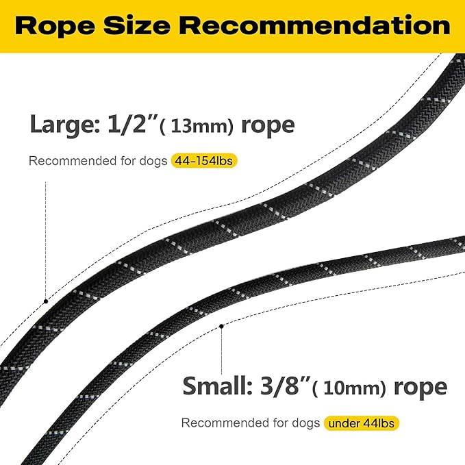 Fida Slip Leads for Dogs, 4 FT x 1/2" Dog Leash Heavy Duty Comfortable Strong Rope Lead for Large, Medium Dogs, No Pull Pet Training Leash with Highly Reflective, Black