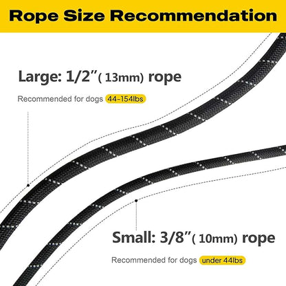 Fida Durable Slip Lead Dog Leash, 6 FT x 1/2" Heavy Duty Dog Loop Leashes, Comfortable Strong Rope Slip Leash for Large Medium Dogs, No Pull Pet Training Lead with Highly Reflective(1/2", Black)