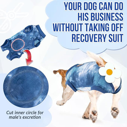 Lukovee Recovery Suit for Dogs, Onesie Surgery Recovery Suit for Female Male Dogs, Abdominal Wounds Cone E-Collar Alternative Prevent Licking Spay Recovery Suit (TBL,S)
