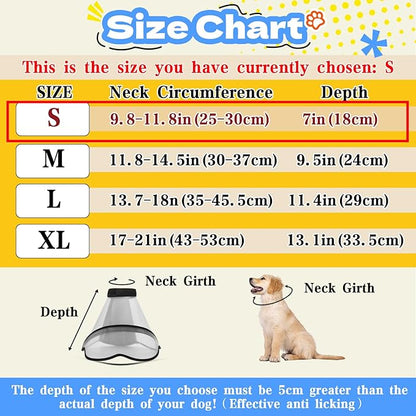 Upgraded Dog Cone Collar for Dogs After Surgery, Adjustable Dog Cone Collar for Large Medium Dogs,Breathable Elizabethan Pet Recovery Collar(Size:S)