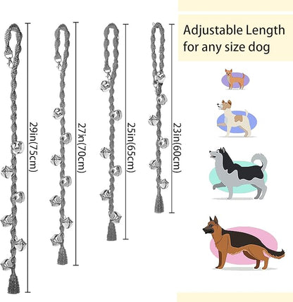 Dog Bells to Go Outside & Puppy Potty Training, Adjustable Dog Door Bell Ring to Go Potty, Handmade with Premium Yarn. Twisted Style, Grey 2 Count