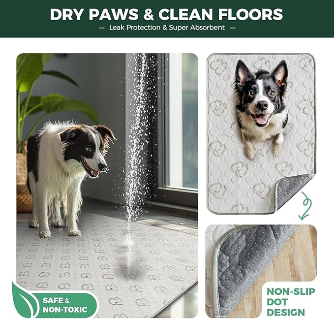 FXW Washable Pee Pads for Dogs, Puppy Pads with Super Absorbent, Specifically Designed for FXW Rollick/Homeplus 32/40/45inch 6 Panels Dog Playpen, 43" x 71" Rectangle, Khaki, 1 Pack