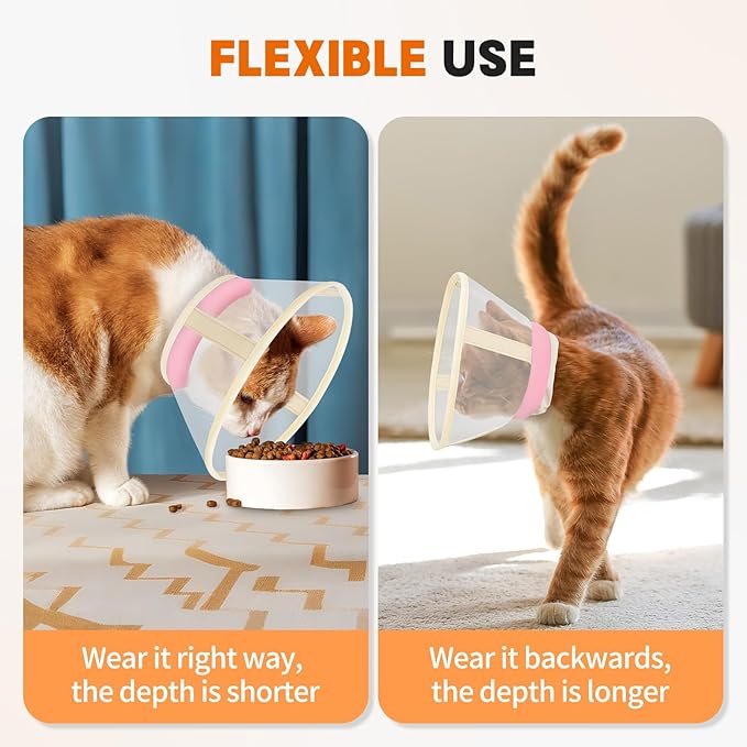 Cat Cone Collar Soft- Adjustable Comfortable Air Mesh Recovery Cone After Surgery to Stop Licking and Scratch, Alternative to Plastic Elizabethan Collar for Cat, Whiskers Freedom (Pink, S)