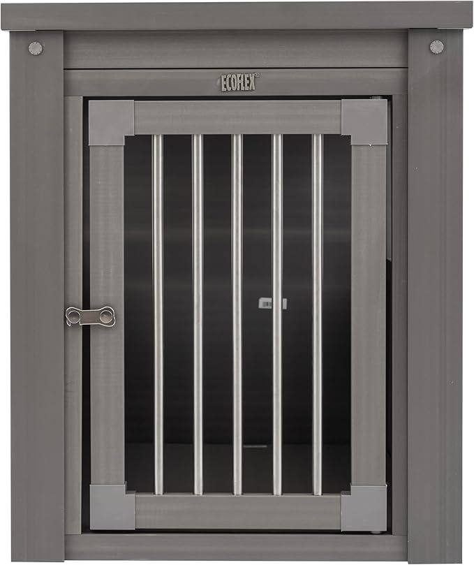 New Age Pet ECOFLEX InnPlace Dog Crate & End Table, Indoor Furniture Style Pet Kennel for Small, Medium, Large & XL Dogs, Durable Composite, Grey, Medium