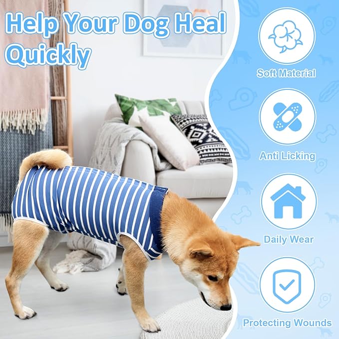 Coppthinktu Dog Recovery Suit for Abdominal Wounds, Breathable Surgery Recovery Suit, E-Collar Alternative for Small/Medium Dogs